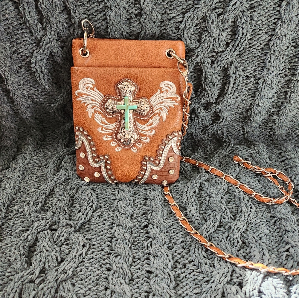 P&G Western Turquoise Cross Metal Crossbody